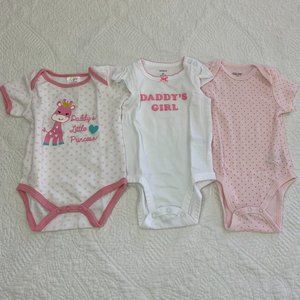 Bundle Of 3 Baby Girl Onesies, 6M